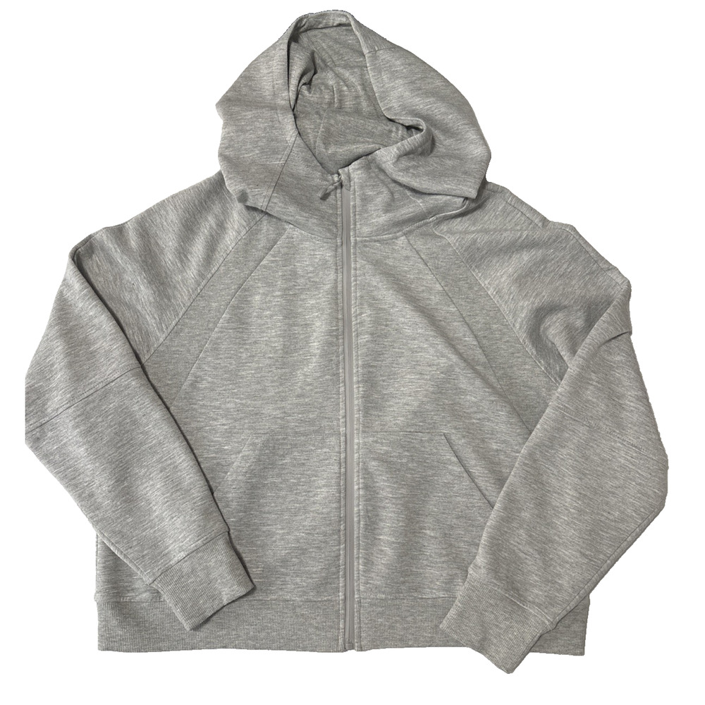 Women's L Light Gray Zip Up Hoodie Sweatshirt Basic Essential Athleisure Active